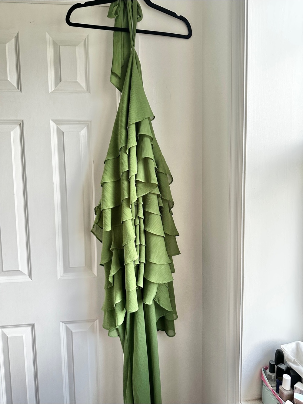 Third Form Olive Green Halter Ruffle Maxi Dress - Picture 6 of 7